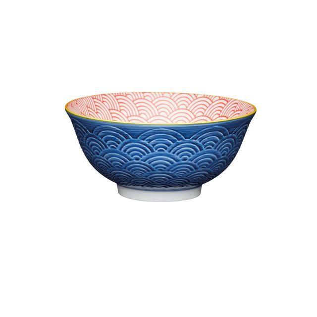 KitchenCraft Blue Arched Pattern Ceramic Bowls