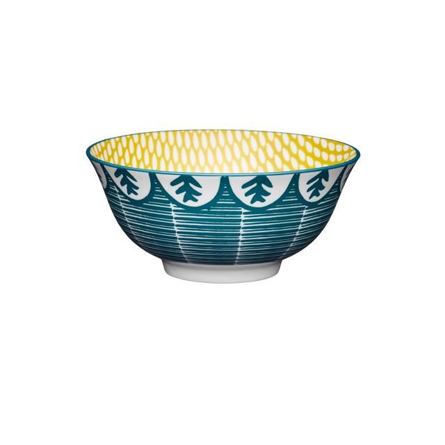 KitchenCraft Leafy Green Print Ceramic Bowls