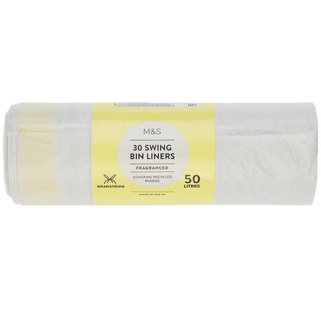 M&S 30 Fragranced Drawstring 50L Swing Bin Liners   30 per pack