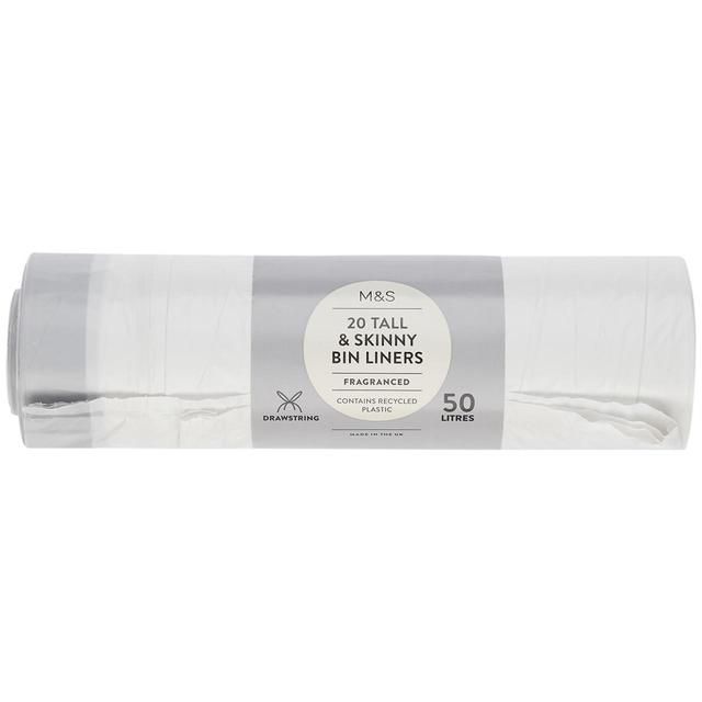 M&S 20 Tall & Skinny Fragranced Drawstring 50L Bin Liners   20 per pack