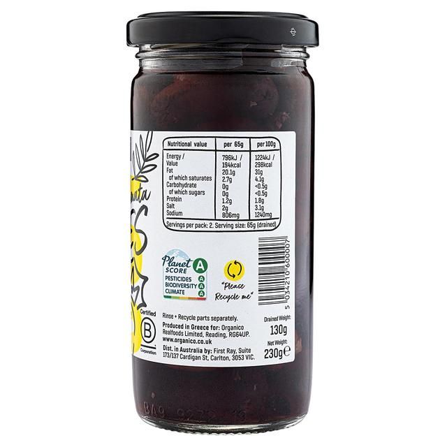 Organico Organic Kalamata Olives in brine    230g