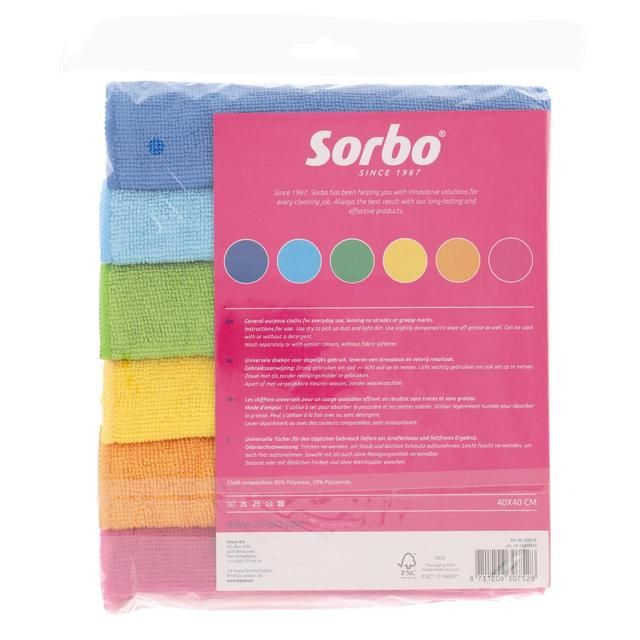 Sorbo Microfibre cloths Rainbow 40x40cm 6pcs GOODS M&S   