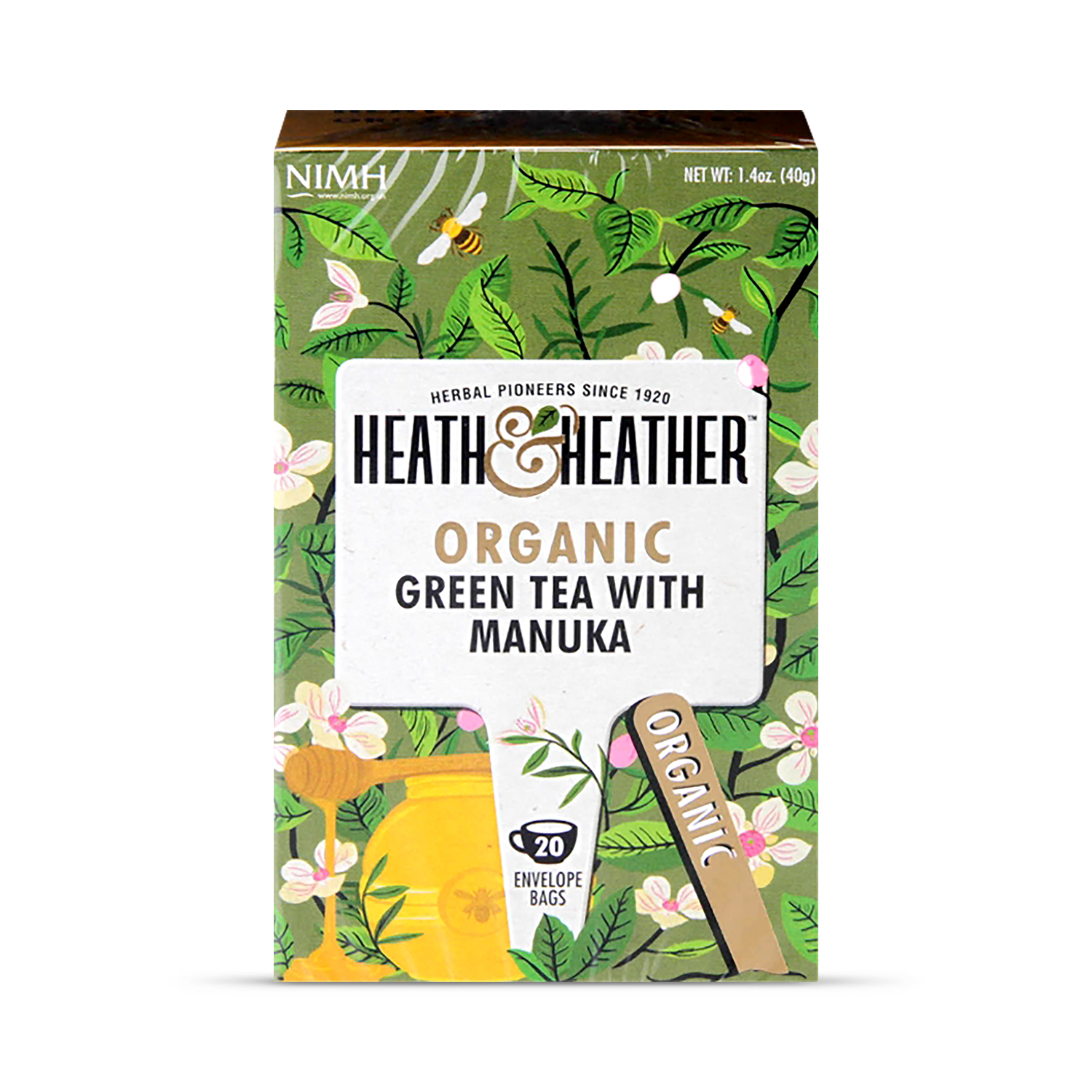 Heath & Heather Organic Green Tea with Ginger 20 Tea Bags - 999021