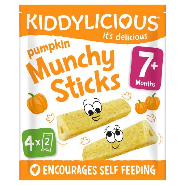 Kiddylicious Pumpkin Munchy Sticks Baby Snacks Multi   4 x 4g