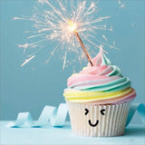 Rainbow Cupcake With Sparkler Birthday Card GOODS M&S   