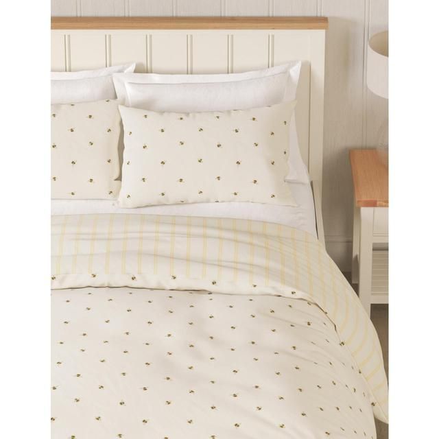 M&S Bee Stripe Bedset Single- King Ochre