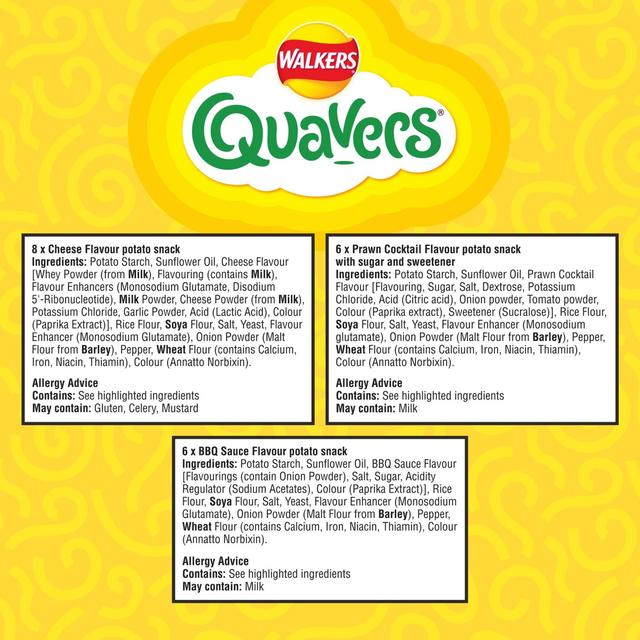 Walkers Quavers Variety Multipack Snacks Crisps   20 per pack GOODS M&S   