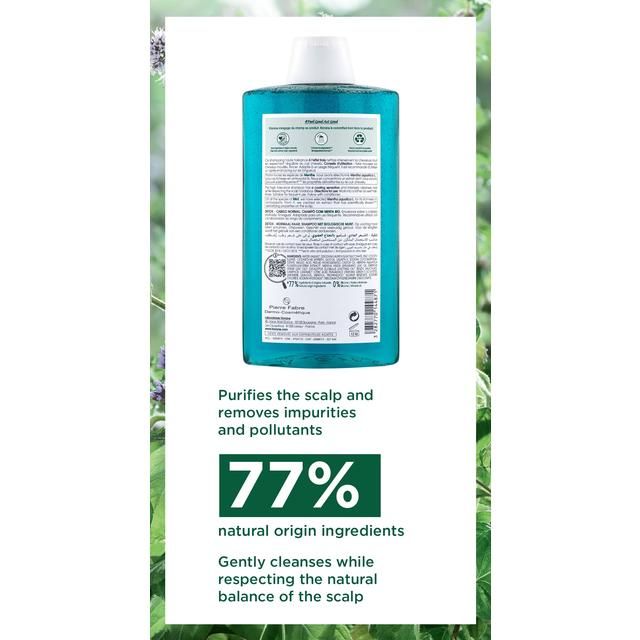 Klorane Anti-pollution Shampoo with Organic Aquatic Mint for Normal Hair   400ml