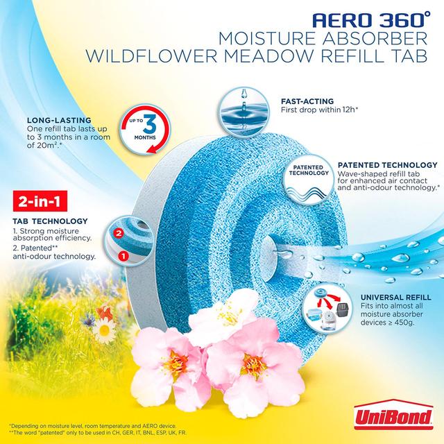 Unibond AERO 360 Moisture Absorber Wildflower Refill Tab   4 per pack GOODS M&S   