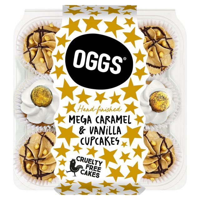 OGGS Mega Caramel and Vanilla Cupcakes   9 per pack GOODS M&S   