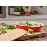 KitchenAid Empire Red Medium 26cm Stoneware Dish with Bamboo Lid