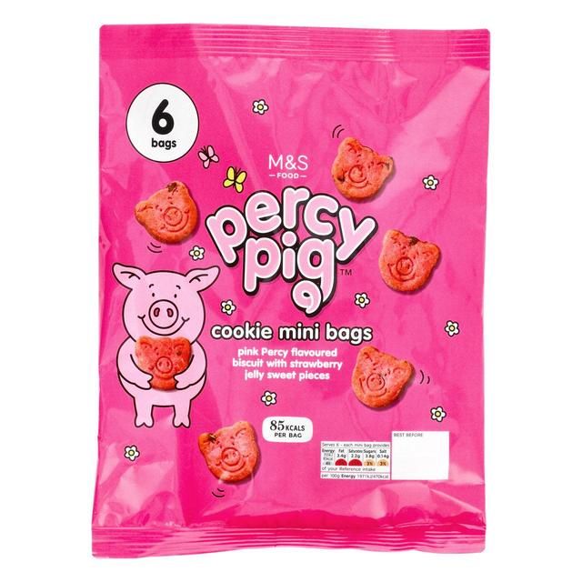 M&S All Butter Mini Percy Pig Cookie Bags   6 x 18g GOODS M&S   