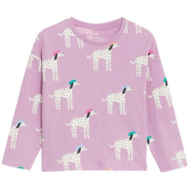 M&S Pure Cotton Dalmatian Print Top 2-7 Years Pink