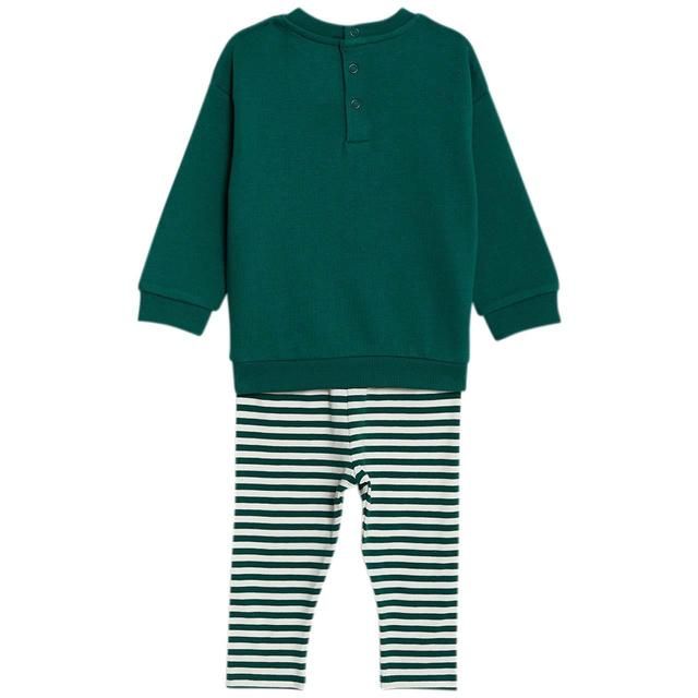 M&S Cotton Oh What Fun Slogan Outfit 0-3M Green