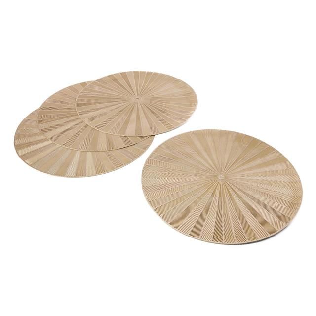 Mikasa 4pc PU Round Placemats Gold 38cm Tagged   4 per pack GOODS M&S   