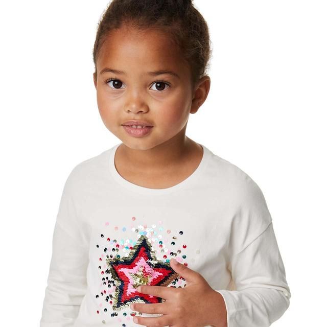 M&S Star Sequin Tee 4-5 Years Ivory