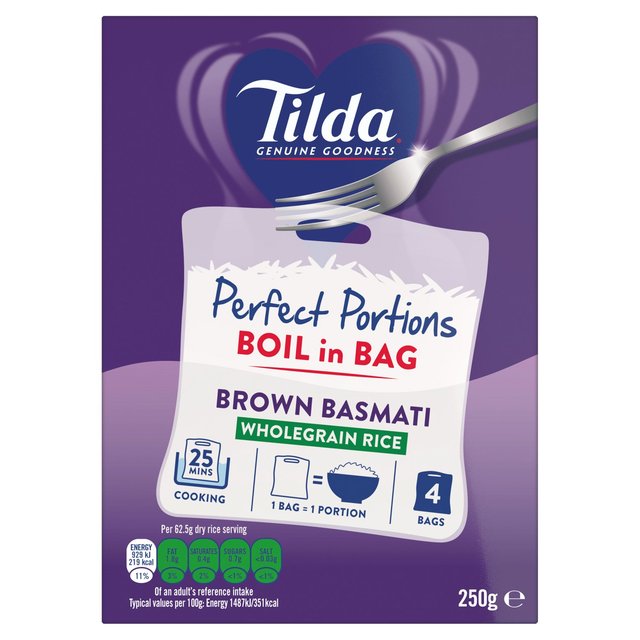 Tilda Boil in the Bag Brown Basmati Rice   4 x 62.5g