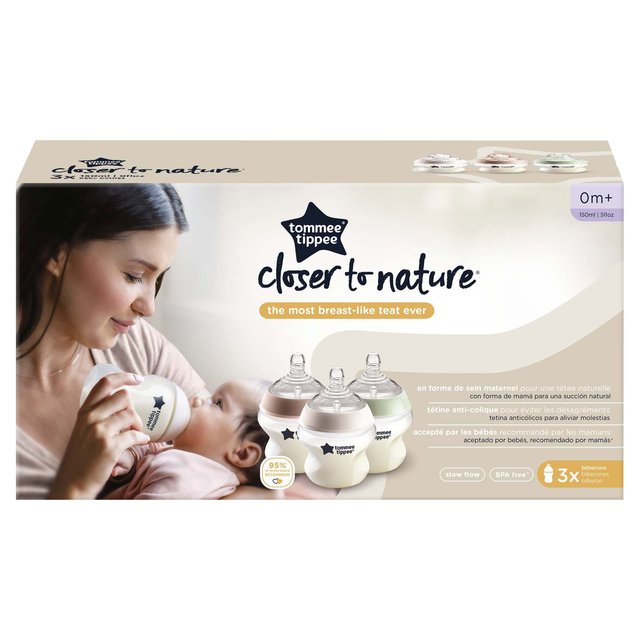 Tommee Tippee Closer To Nature Anti-Colic Baby Bottles 3X 150ml    3 x 150 per pack