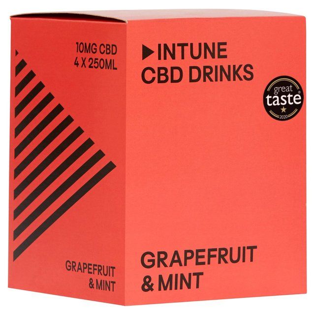 INTUNE Grapefruit &amp; Mint Sparkling CBD Drink   4 x 250ml