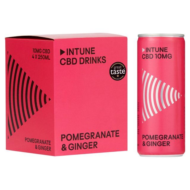 INTUNE Pomegranate & Ginger Sparkling CBD Drink   4 x 250ml