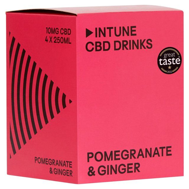 INTUNE Pomegranate &amp; Ginger Sparkling CBD Drink   4 x 250ml