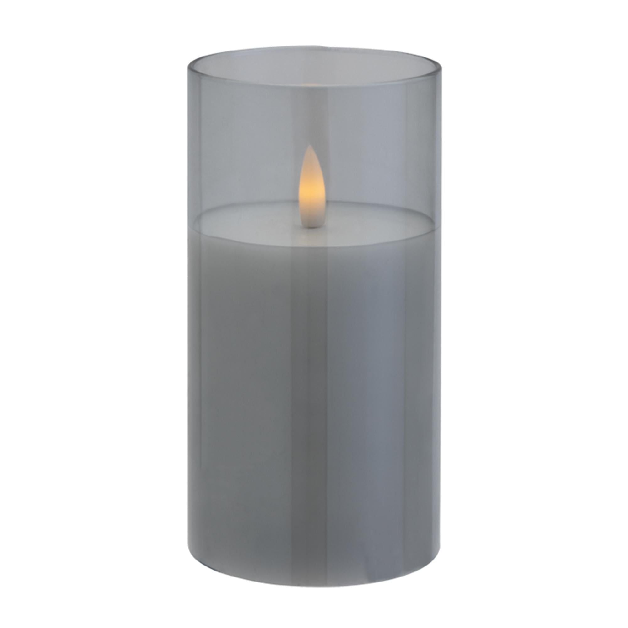 Sainsbury's Home LED Grey Glass Candle GOODS Sainsburys   