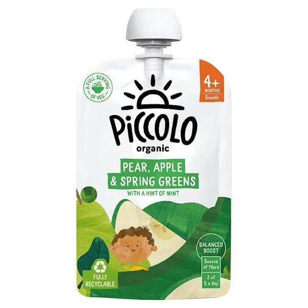 Piccolo Organic Pear, Apple & Spring Greens 4m+ 100g