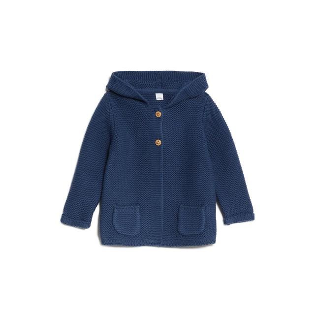 M&S Hooded Chunky Cardigan 0 Months-3 Years Indigo