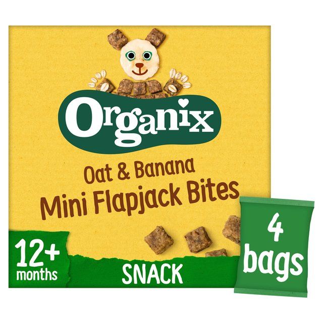 Organix Mini Organic Oat & Banana Flapjack Toddler Snacks Multipack   4 x 20g