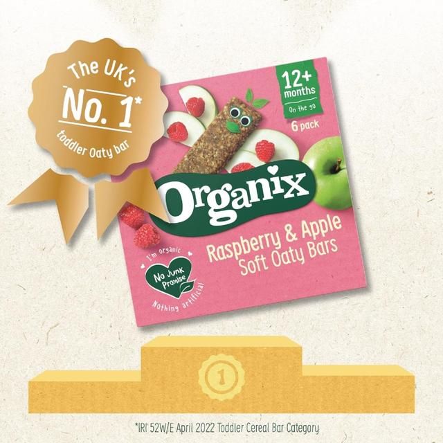 Organix Raspberry & Apple Organic Soft Oaty Bars Toddler Snack Multipack   6 x 23g