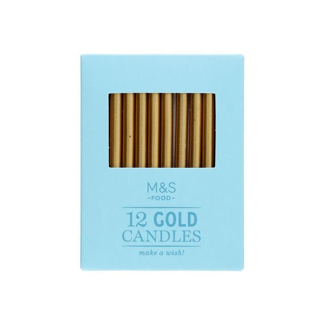 M&S Gold Birthday Candles   12 per pack