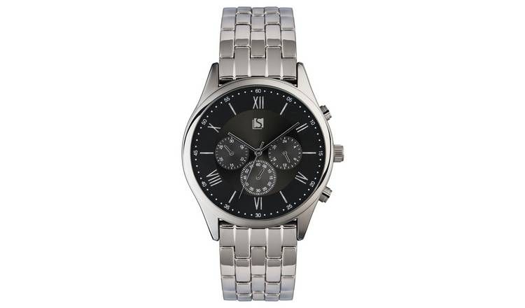 Spirit Men's Black Dial Silver Colour Metal Bracelet Watch