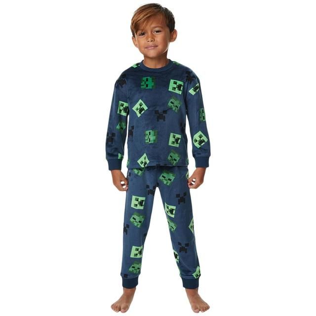 M&S Minecraft Velour PJ 7-12 Years Blue