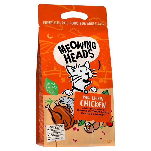 Meowing Heads Paw Lickin Chicken Dry Cat Food   1.5kg