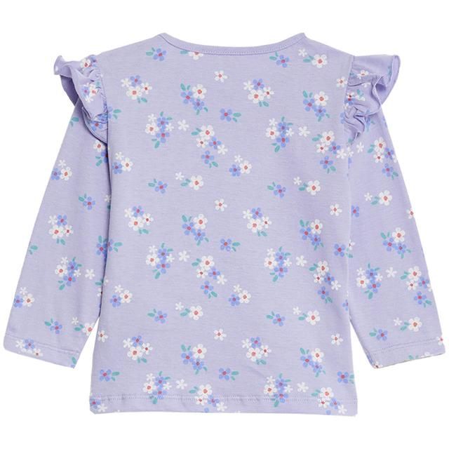 M&S Cotton Floral Long Sleeve Top 0 Months-3 Years Purple