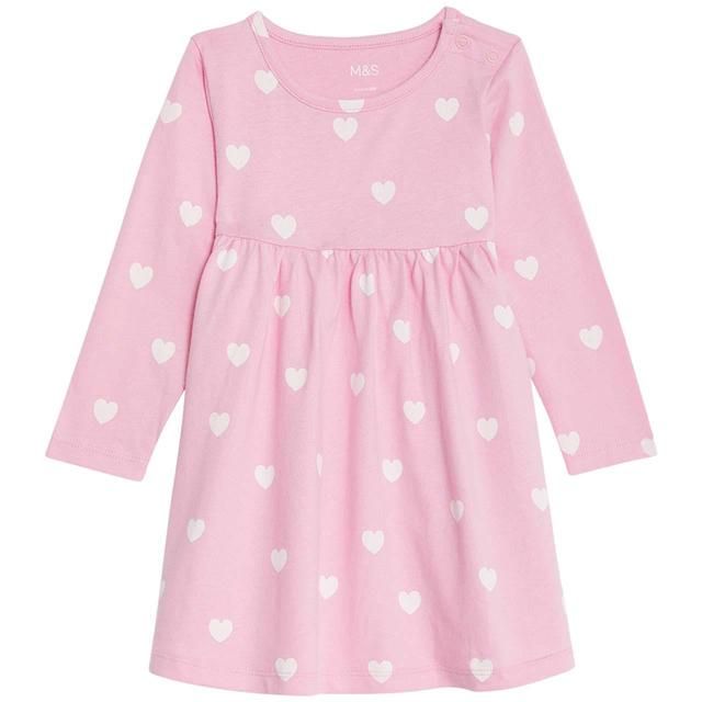 M&S Heart Dress 0 Months-3 Years Pink GOODS M&S   