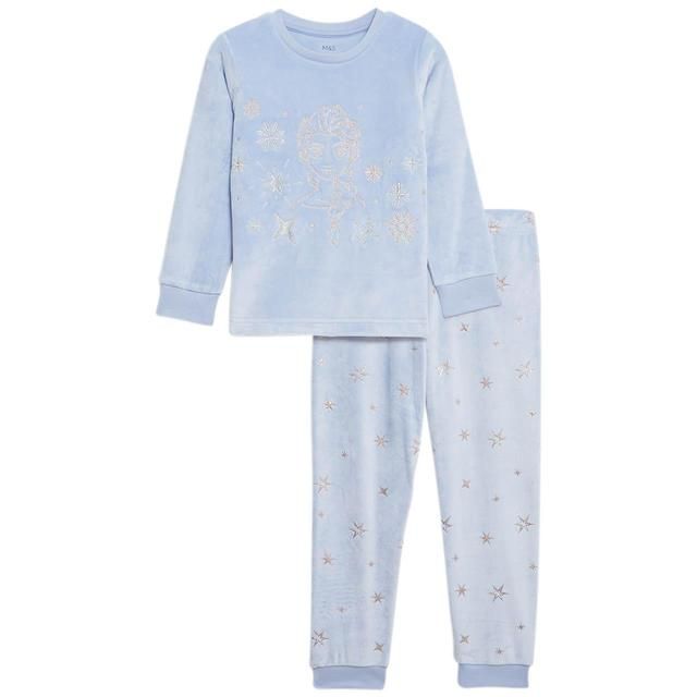 M&S Frozen Velour PJs 2-7 Years Blue