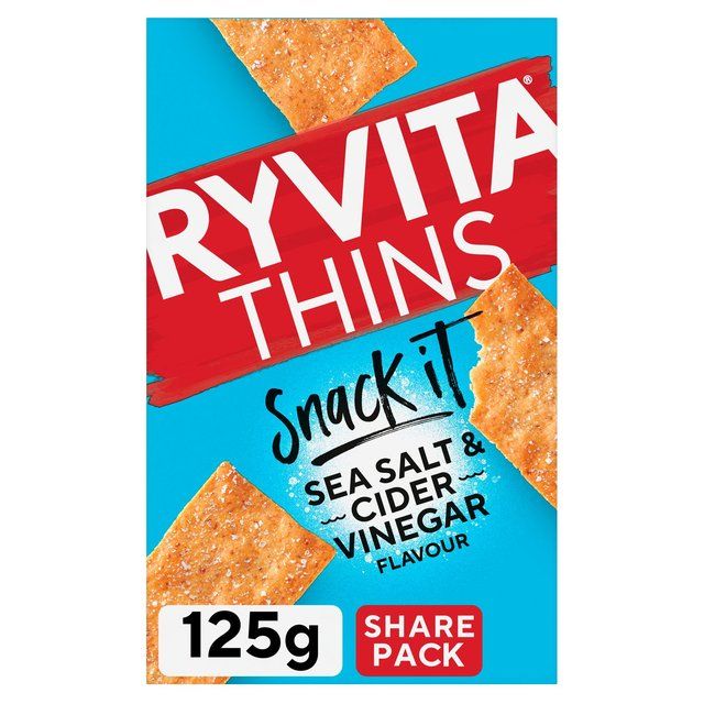 Ryvita Snack It Thins Sea Salt and Cider Vinegar Flatbread Snacks   125g