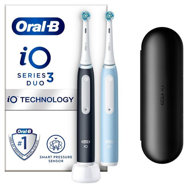 Oral-B iO3 Black & Blue Electric Toothbrush Duo Pack + Travel Case)   2 per pack GOODS M&S   