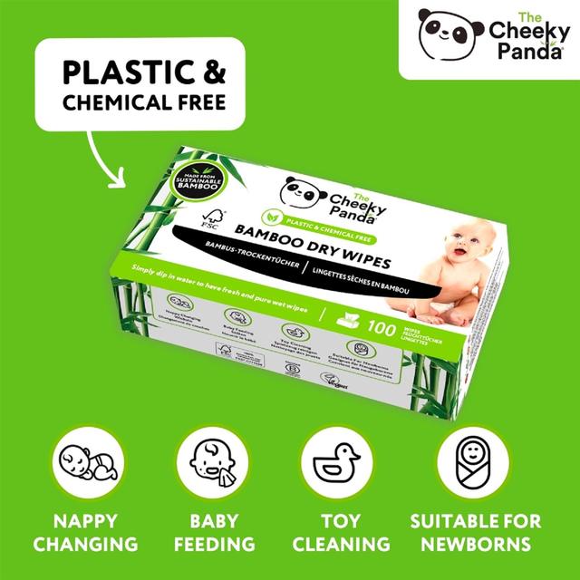 The Cheeky Panda Bamboo Baby Dry Wipes   100 per pack