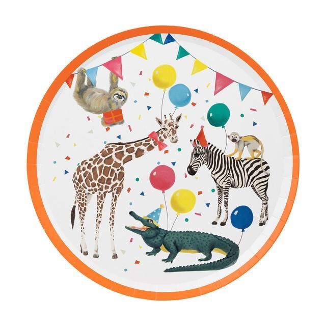 Safari Animal Paper Party Plates   8 per pack