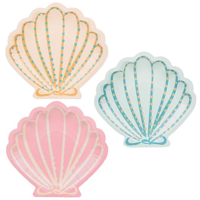 Mermaid Shell Recyclable Paper Plates   12 per pack