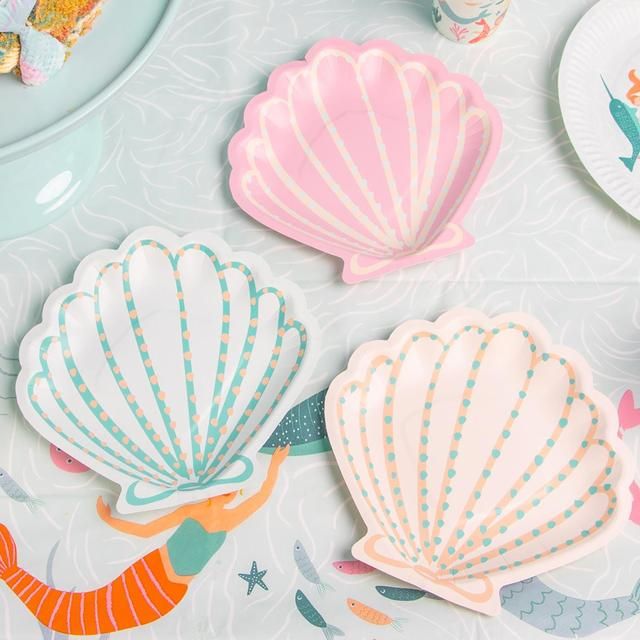 Mermaid Shell Recyclable Paper Plates   12 per pack GOODS M&S   