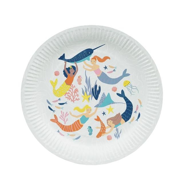 Mermaid Recyclable Paper Party Plates   8 per pack GOODS M&S   