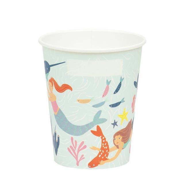 Mermaid Recyclable Paper Cups   8 per pack GOODS M&S   