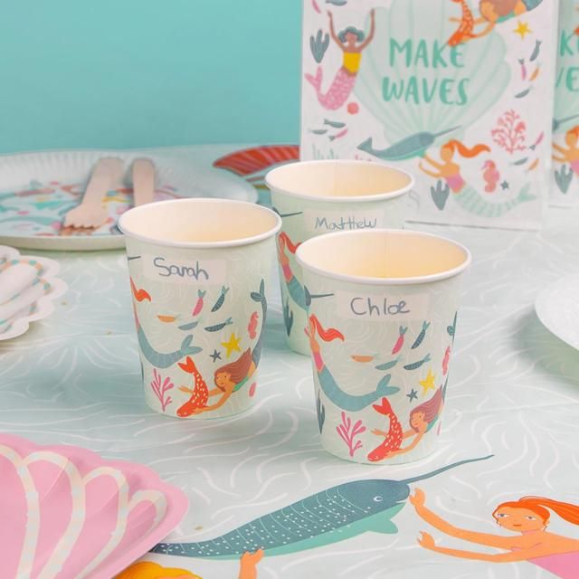 Mermaid Recyclable Paper Cups   8 per pack GOODS M&S   