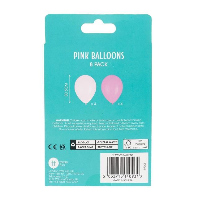 Pink Party Balloons   8 per pack