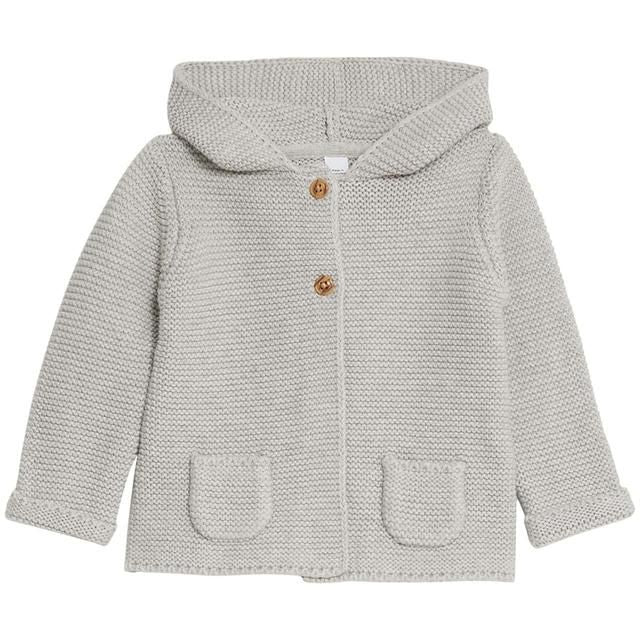 M&S Hooded Chunky Cardigan 0 Months-3 Years Grey Marl