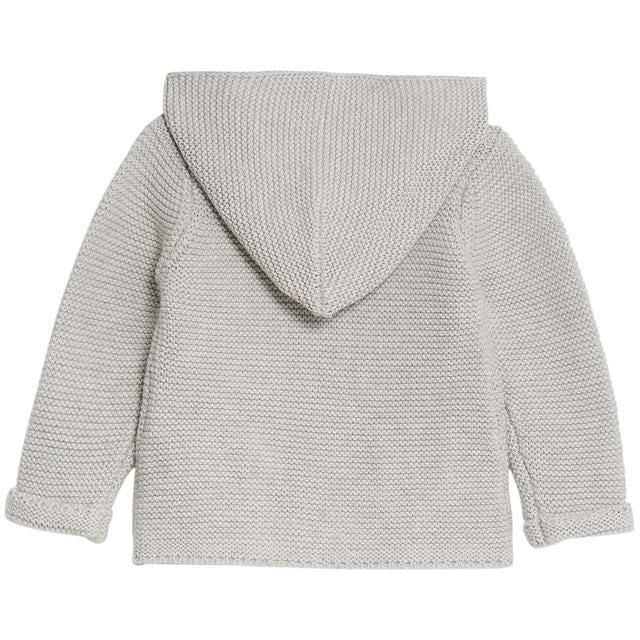 M&S Hooded Chunky Cardigan 0 Months-3 Years Grey Marl