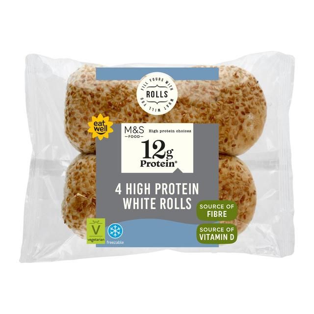 M&S High Protein White Rolls   4 per pack